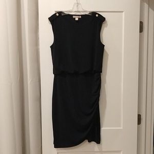 Ruched navy blue banana republic dress